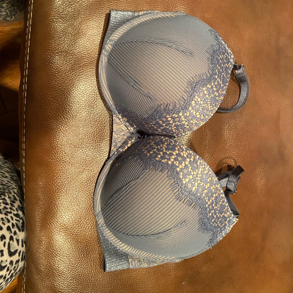 Never worn but washed Victoria Secret Bombshell Bra in periwinkle blue/nude.